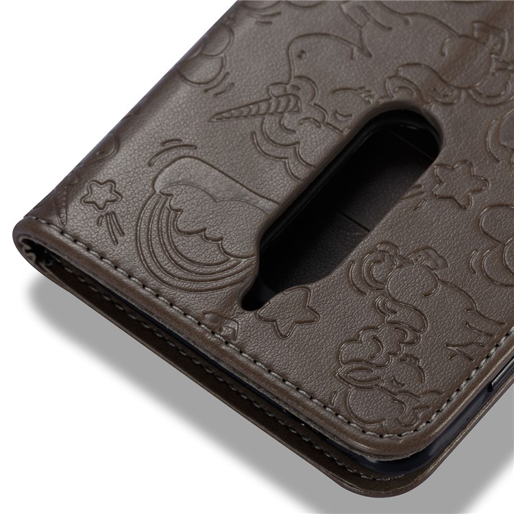 Imprinted Unicorn Pattern Leather Wallet Cover for Nokia 8 - Grey-8