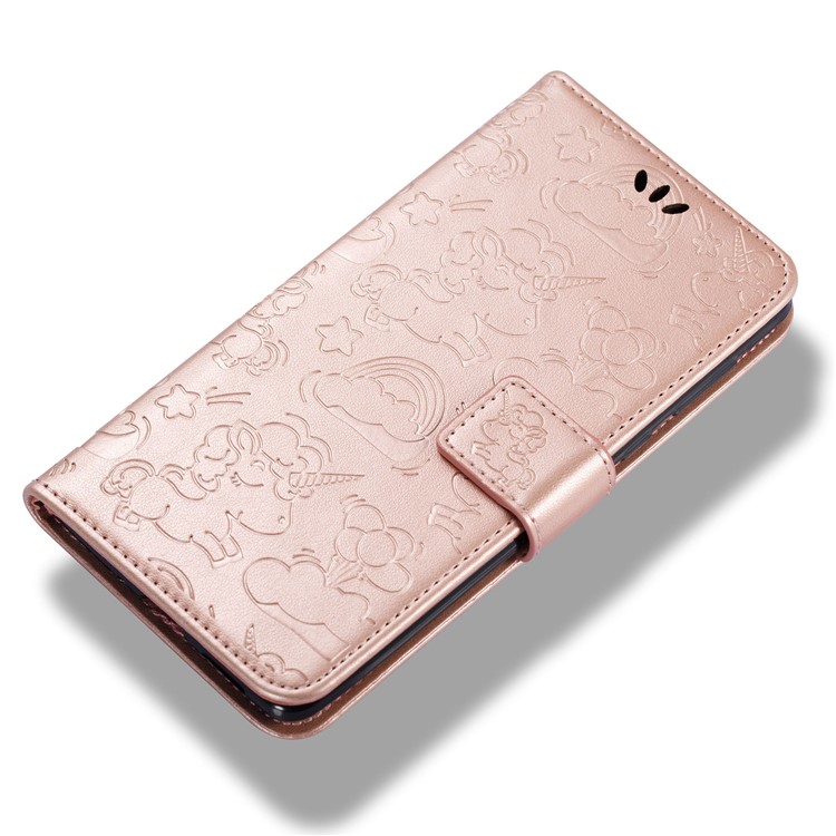 Imprinted Unicorn Pattern PU Leather Wallet Case for Nokia 8 - Rose Gold-10