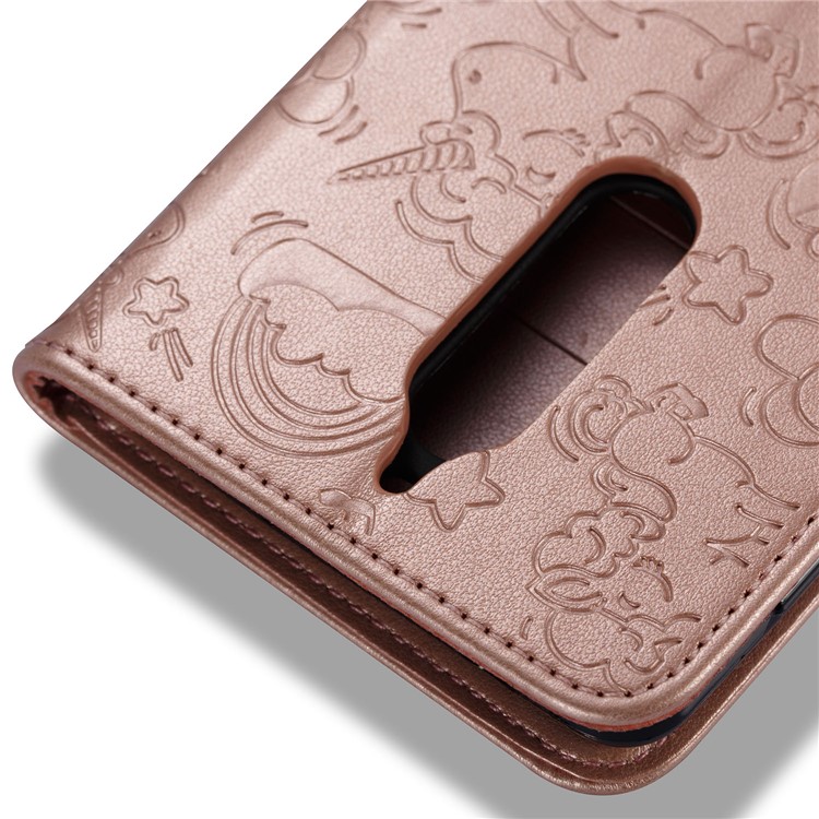 Imprinted Unicorn Pattern PU Leather Wallet Case for Nokia 8 - Rose Gold-11