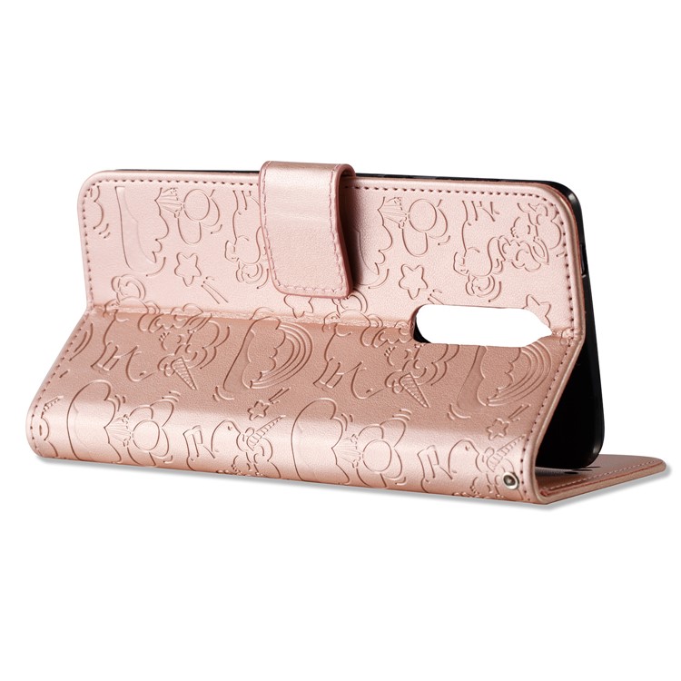 Imprinted Unicorn Pattern PU Leather Wallet Case for Nokia 8 - Rose Gold-12