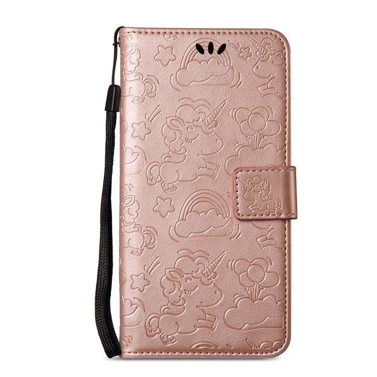 Imprinted Unicorn Pattern PU Leather Wallet Case for Nokia 8 - Rose Gold-7