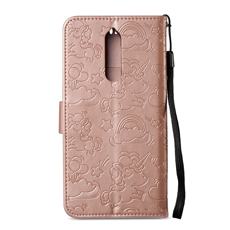 Imprinted Unicorn Pattern PU Leather Wallet Case for Nokia 8 - Rose Gold-8