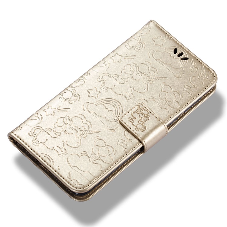 Imprinted Unicorn Pattern Cell Phone Leather Wallet Case for Nokia 8 - Gold-6