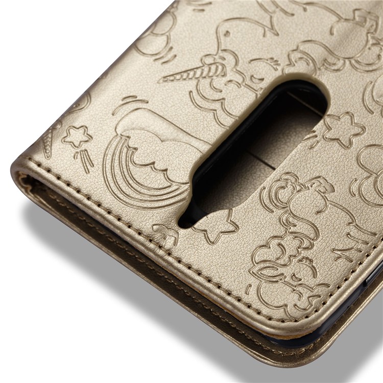 Imprinted Unicorn Pattern Cell Phone Leather Wallet Case for Nokia 8 - Gold-7