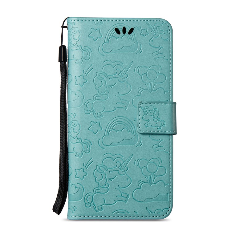 Imprinted Unicorn Pattern Magnetic Leather Stand Case for Nokia 8 - Cyan-3
