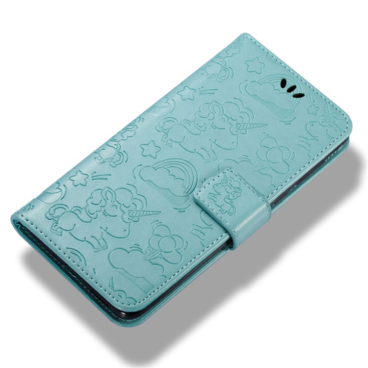 Imprinted Unicorn Pattern Magnetic Leather Stand Case for Nokia 8 - Cyan-6