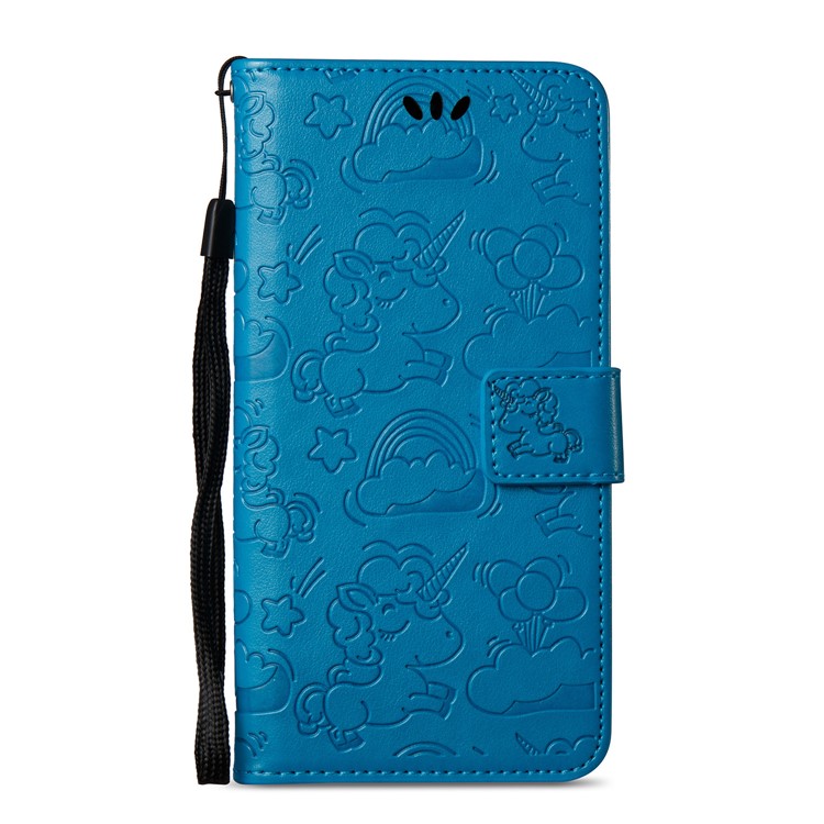Imprinted Unicorn Pattern Magnetic Leather Stand Cover for Nokia 8 - Blue-3