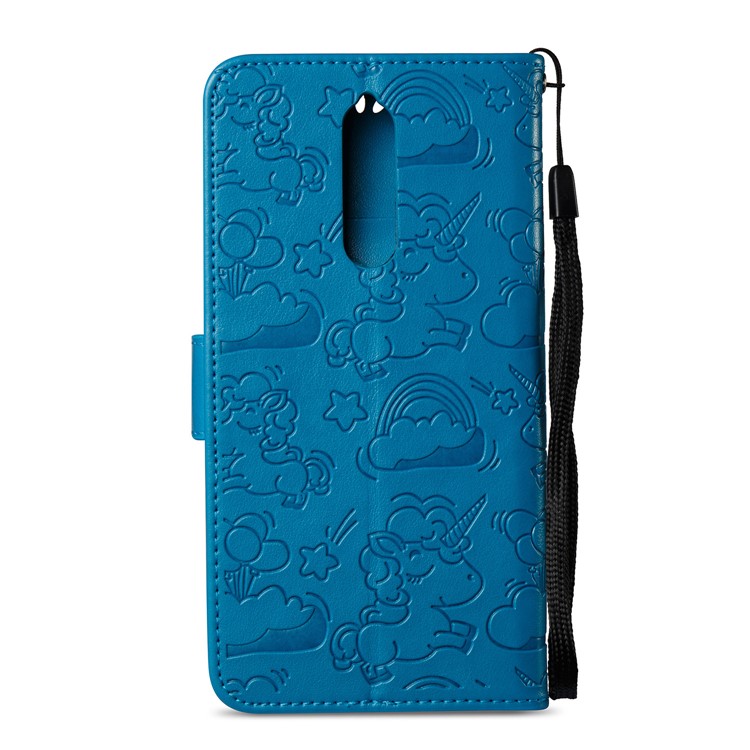 Imprinted Unicorn Pattern Magnetic Leather Stand Cover for Nokia 8 - Blue-4