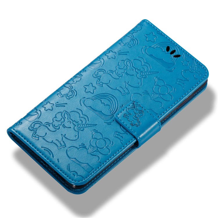 Imprinted Unicorn Pattern Magnetic Leather Stand Cover for Nokia 8 - Blue-6