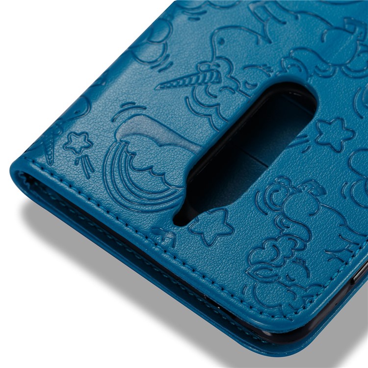 Imprinted Unicorn Pattern Magnetic Leather Stand Cover for Nokia 8 - Blue-7