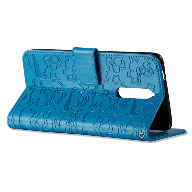 Imprinted Unicorn Pattern Magnetic Leather Stand Cover for Nokia 8 - Blue-8