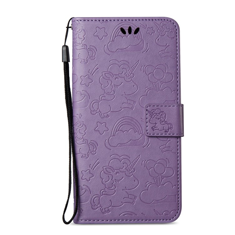 Imprinted Unicorn Pattern Wallet Leather Cell Phone Case for Nokia 8 - Purple-3
