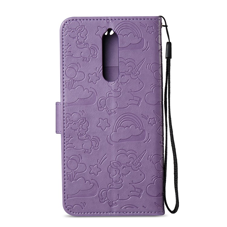 Imprinted Unicorn Pattern Wallet Leather Cell Phone Case for Nokia 8 - Purple-4