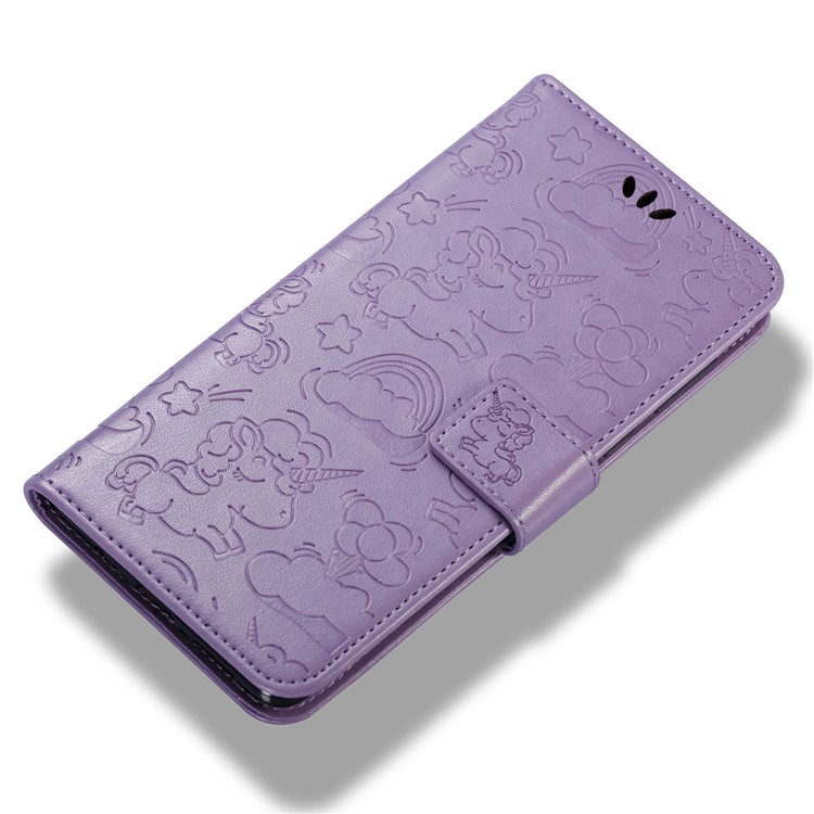 Imprinted Unicorn Pattern Wallet Leather Cell Phone Case for Nokia 8 - Purple-6