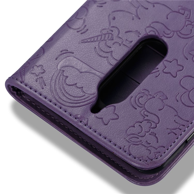 Imprinted Unicorn Pattern Wallet Leather Cell Phone Case for Nokia 8 - Purple-7