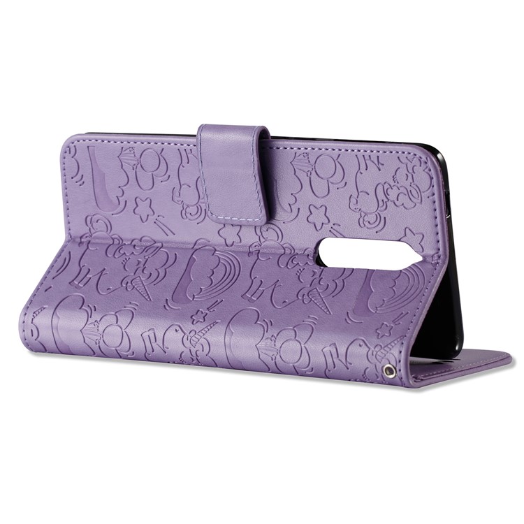 Imprinted Unicorn Pattern Wallet Leather Cell Phone Case for Nokia 8 - Purple-8