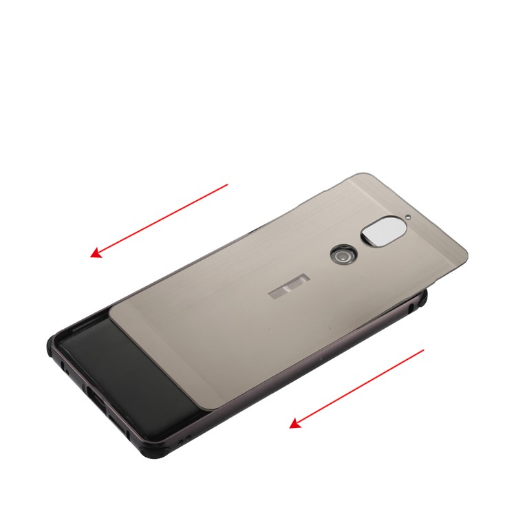 Electroplating Brushed Drop-proof Slide-on Metal Bumper Plastic Case for Nokia 7 - Black-10