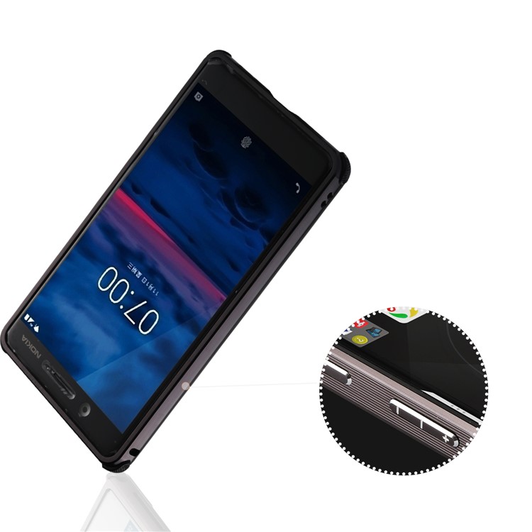 Electroplating Brushed Drop-proof Slide-on Metal Bumper Plastic Case for Nokia 7 - Black-2