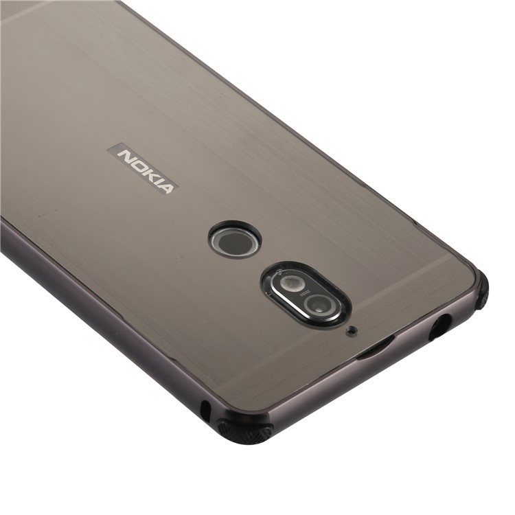 Electroplating Brushed Drop-proof Slide-on Metal Bumper Plastic Case for Nokia 7 - Black-4