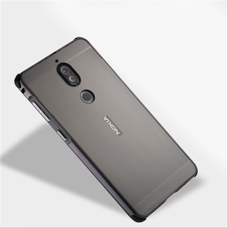 Electroplating Brushed Drop-proof Slide-on Metal Bumper Plastic Case for Nokia 7 - Black-7