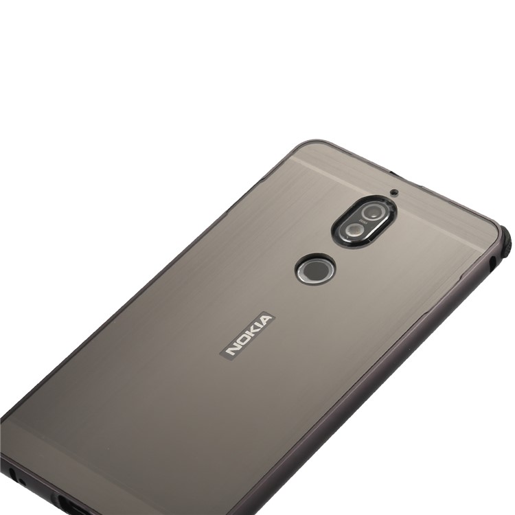 Electroplating Brushed Drop-proof Slide-on Metal Bumper Plastic Case for Nokia 7 - Black-8