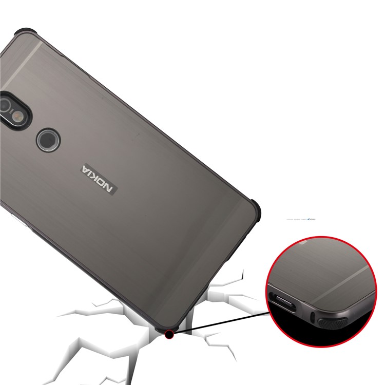 Electroplating Brushed Drop-proof Slide-on Metal Bumper Plastic Case for Nokia 7 - Black-9