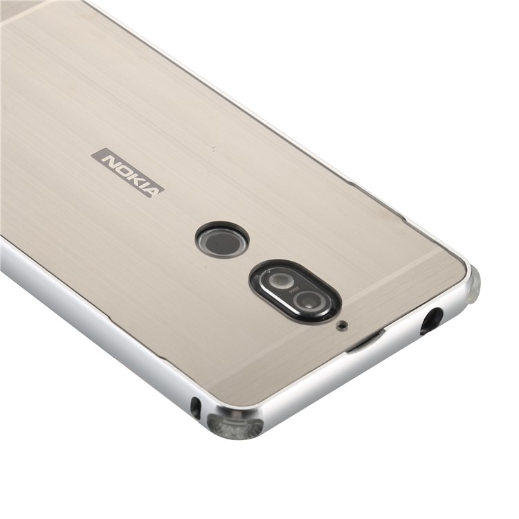 Electroplating Brushed Drop-proof Slide-on Metal Bumper Plastic Cover for Nokia 7 - Silver-2