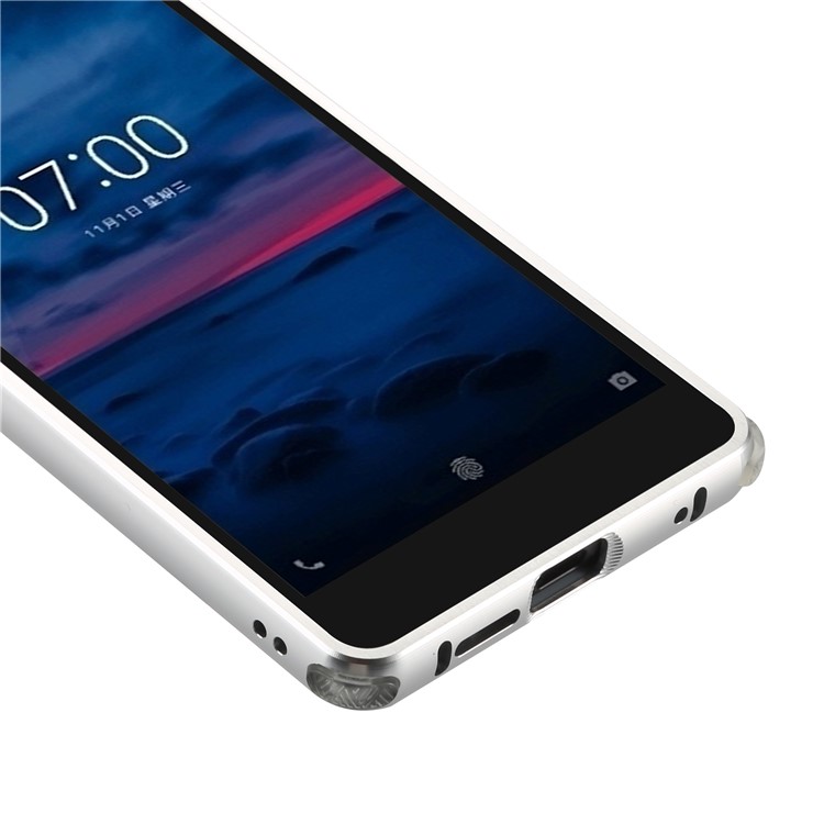 Electroplating Brushed Drop-proof Slide-on Metal Bumper Plastic Cover for Nokia 7 - Silver-3