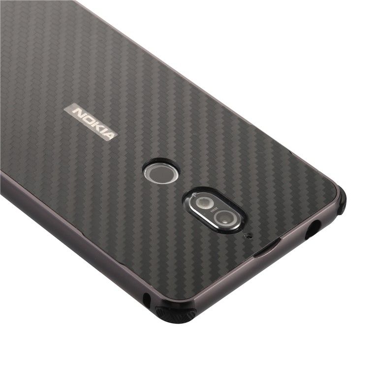 Drop-proof Slide-on Metal Frame + Carbon Fiber Texture PC Hard Case for Nokia 7 - Black-11