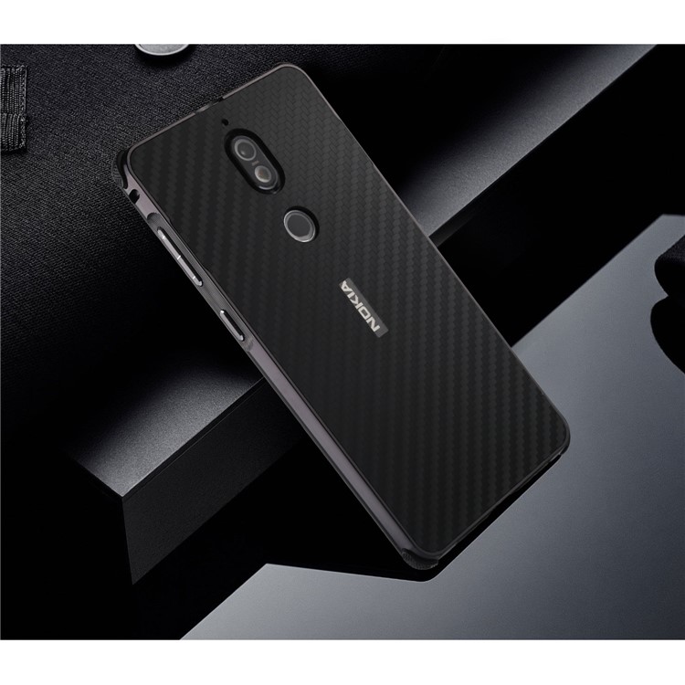 Drop-proof Slide-on Metal Frame + Carbon Fiber Texture PC Hard Case for Nokia 7 - Black-13