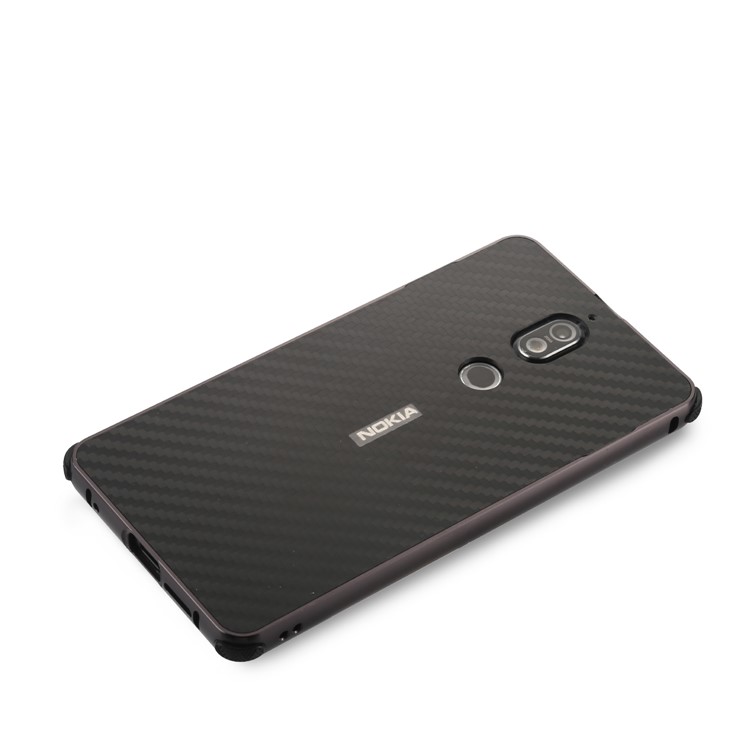 Drop-proof Slide-on Metal Frame + Carbon Fiber Texture PC Hard Case for Nokia 7 - Black-4