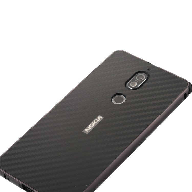 Drop-proof Slide-on Metal Frame + Carbon Fiber Texture PC Hard Case for Nokia 7 - Black-6