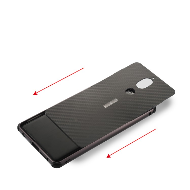 Drop-proof Slide-on Metal Frame + Carbon Fiber Texture PC Hard Case for Nokia 7 - Black-8