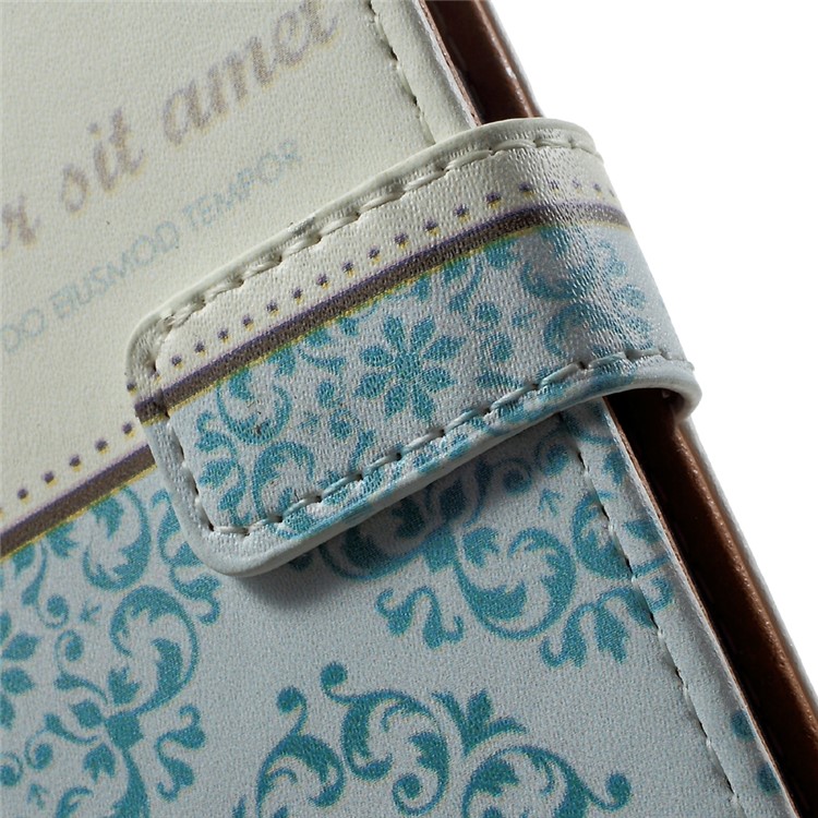 For Nokia 6 Pattern Printing Card Holder Wallet Leather Stand Case - Damask Flower-9