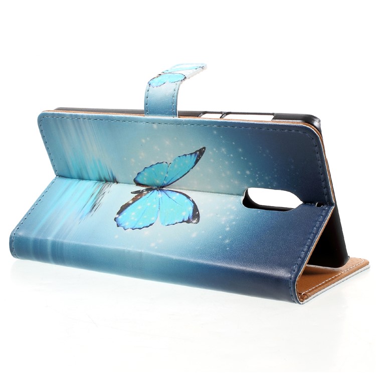 Pattern Printing Wallet Stand Leather Case for Nokia 6 - Shiny Blue Butterfly-4