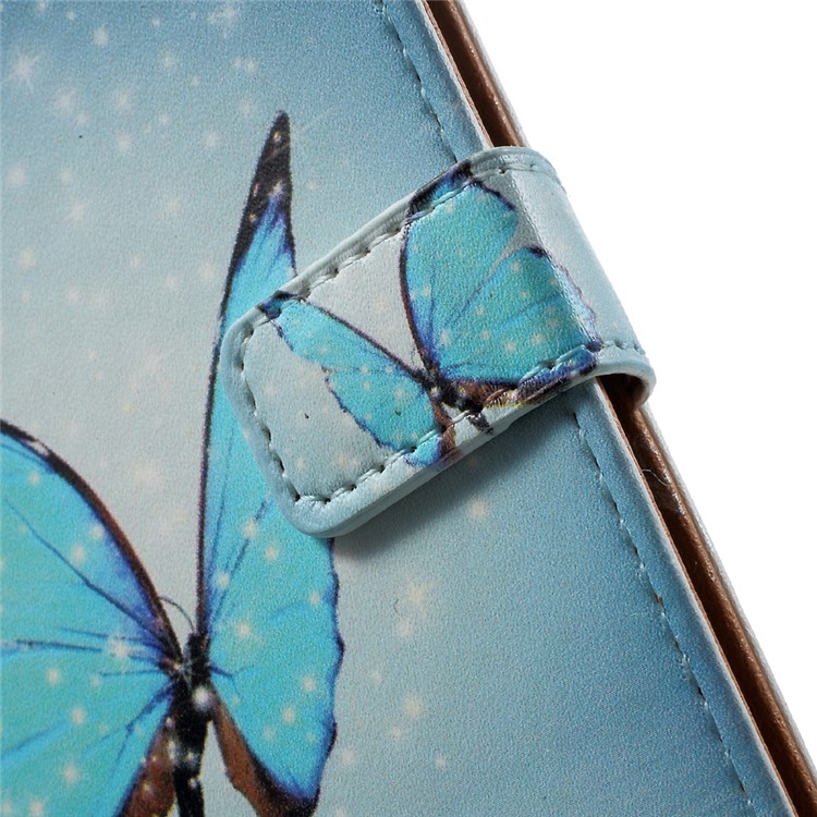 Pattern Printing Wallet Stand Leather Case for Nokia 6 - Shiny Blue Butterfly-5