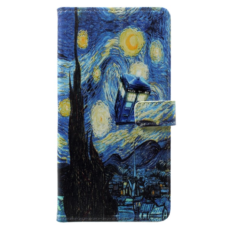 Pattern Printing Card Holder Wallet Leather Cover for Nokia 6 - Starry Night-1
