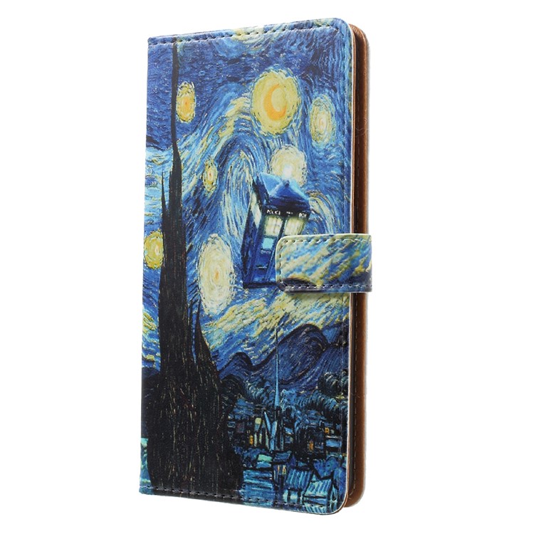 Pattern Printing Card Holder Wallet Leather Cover for Nokia 6 - Starry Night-2