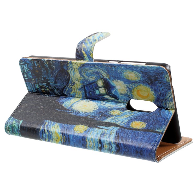 Pattern Printing Card Holder Wallet Leather Cover for Nokia 6 - Starry Night-4