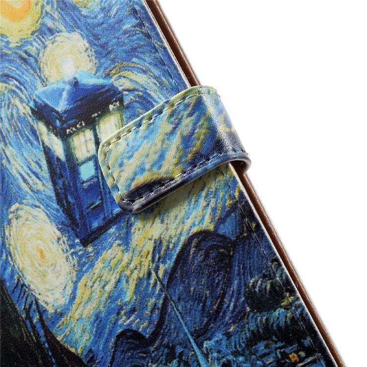 Pattern Printing Card Holder Wallet Leather Cover for Nokia 6 - Starry Night-6