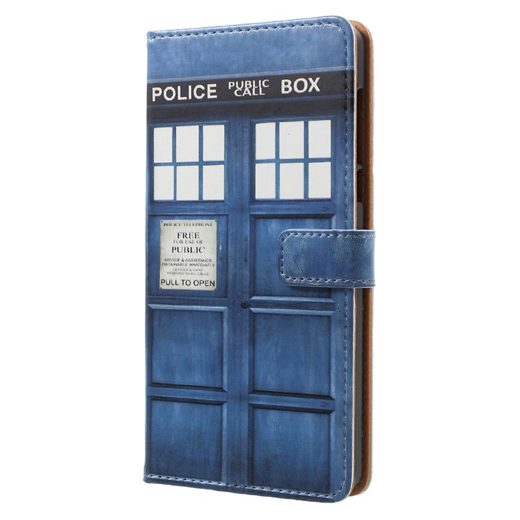Pattern Printing PU Leather Card Holder Wallet Case for Nokia 6 - Police Public Call Box-2