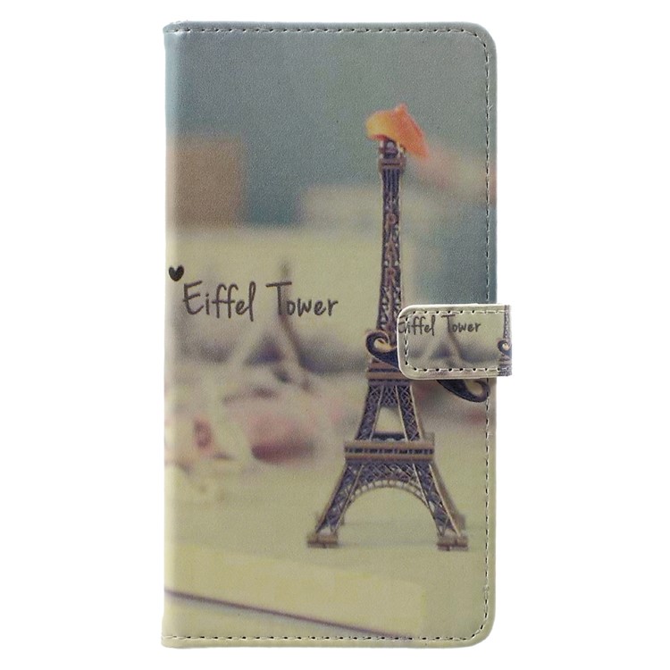 For Nokia 6 Pattern Printing Wallet Leather Phone Cover - Eiffel Tower and Mustache-1