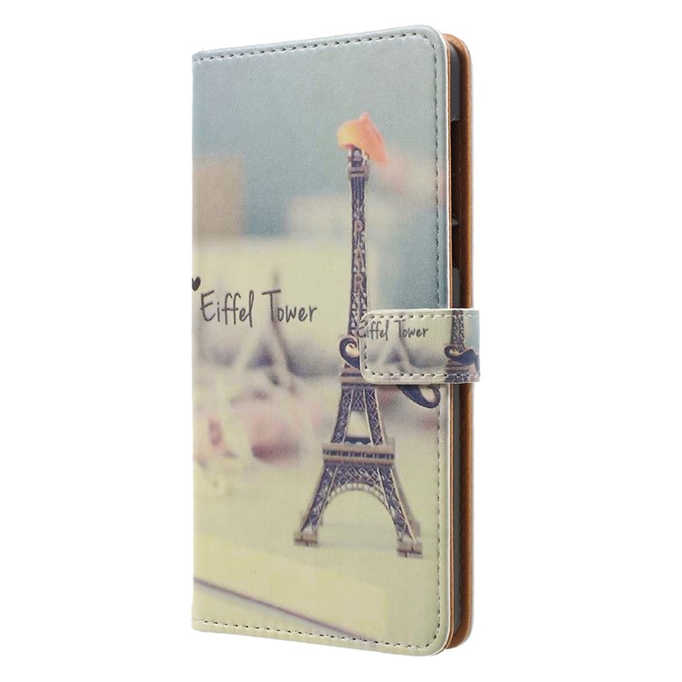 For Nokia 6 Pattern Printing Wallet Leather Phone Cover - Eiffel Tower and Mustache-2