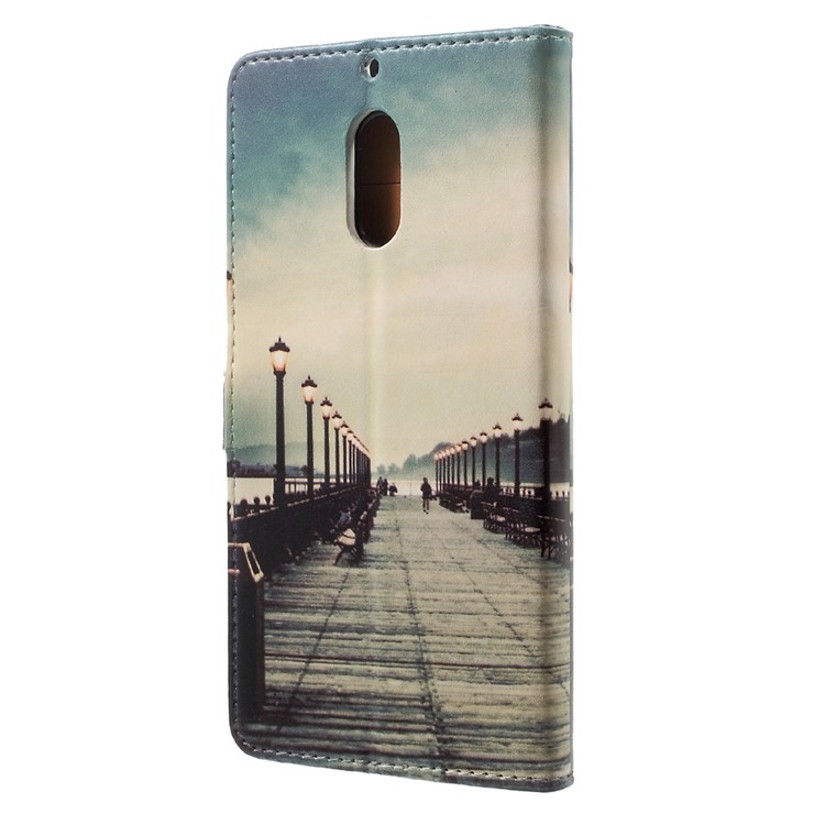 Pattern Printing Wallet Leather Card Holder Cover Case for Nokia 6 - Street Light-3