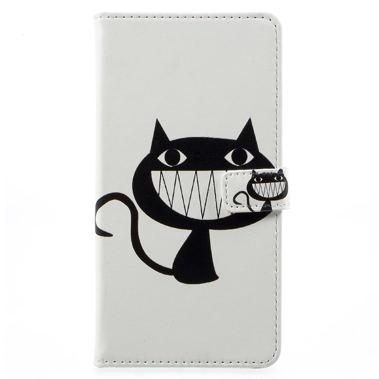 Pattern Printing Wallet Stand Leather Mobile Casing for Nokia 6 - Big Mouth Cat-1