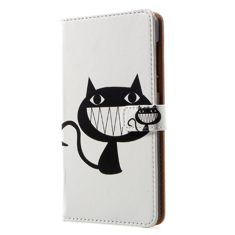 Pattern Printing Wallet Stand Leather Mobile Casing for Nokia 6 - Big Mouth Cat-2