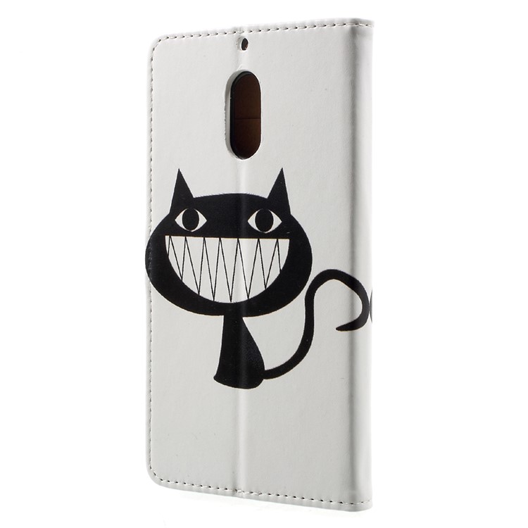 Pattern Printing Wallet Stand Leather Mobile Casing for Nokia 6 - Big Mouth Cat-3
