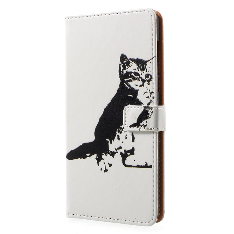 Pattern Printing Wallet Leather Case Accessory for Nokia 6 - Lovely Cat-2