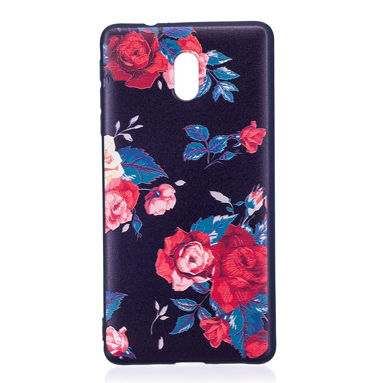 Soft Embossed Pattern Printing TPU Protective Mobile Phone Cover for Nokia 3 - Peony-2