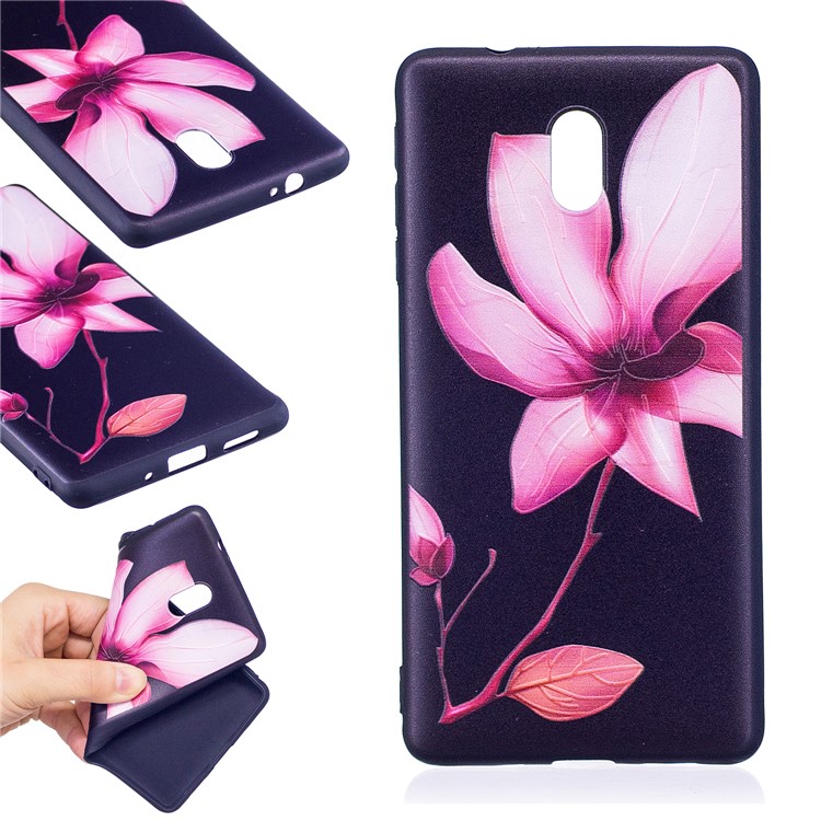 Soft Embossed Pattern Printing TPU Protective Cell Phone Cover for Nokia 3 - Pink Flower-1